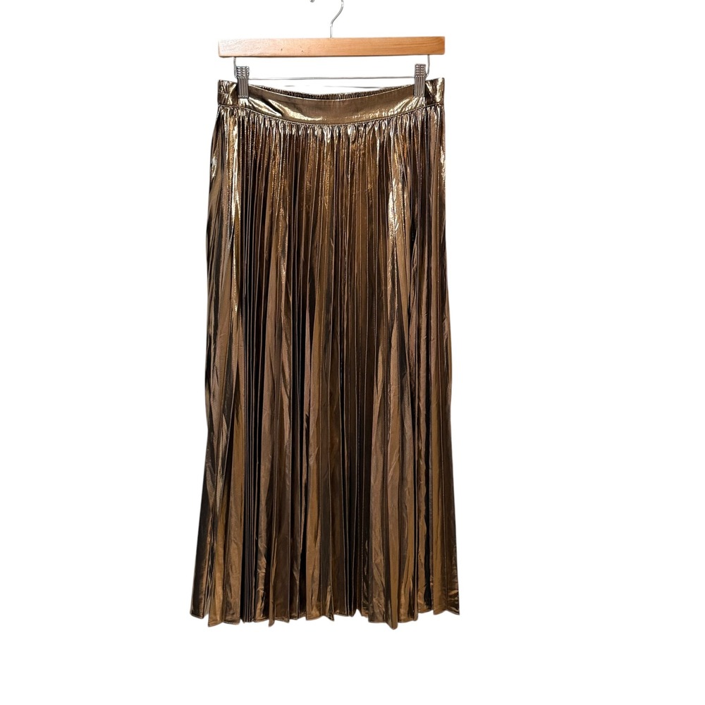 Skies Are Blue Bronze Metallic Pleated Maxi Skirt Medium S3988ST New With Tags